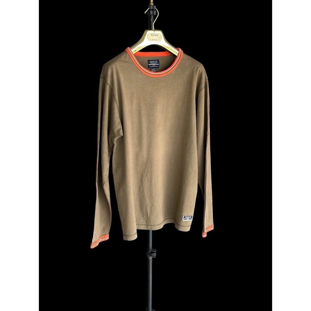 Vintage ABERCROMBIE AND FITCH LONG SLEEVE RINGER SHIRT Large Olive‎ Orange